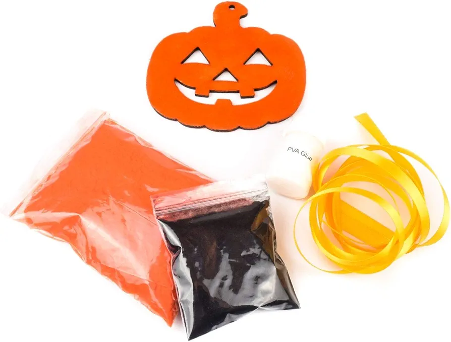 Halloween Flocking Set of 5 Large Jack-O-Lantern Pumpkins DIY Kit - Flock Set Arts and Crafts