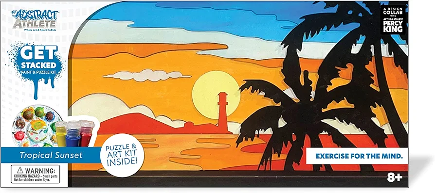 BeginAgain The Abstract Athlete Get Stacked Paint & Puzzle Art Kit - Tropical Sunset