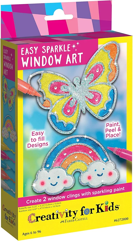 Creativity for Kids Easy Sparkle Window Art - Paint Your Own Sun Catchers (Rainbow and Butterfly), Multi