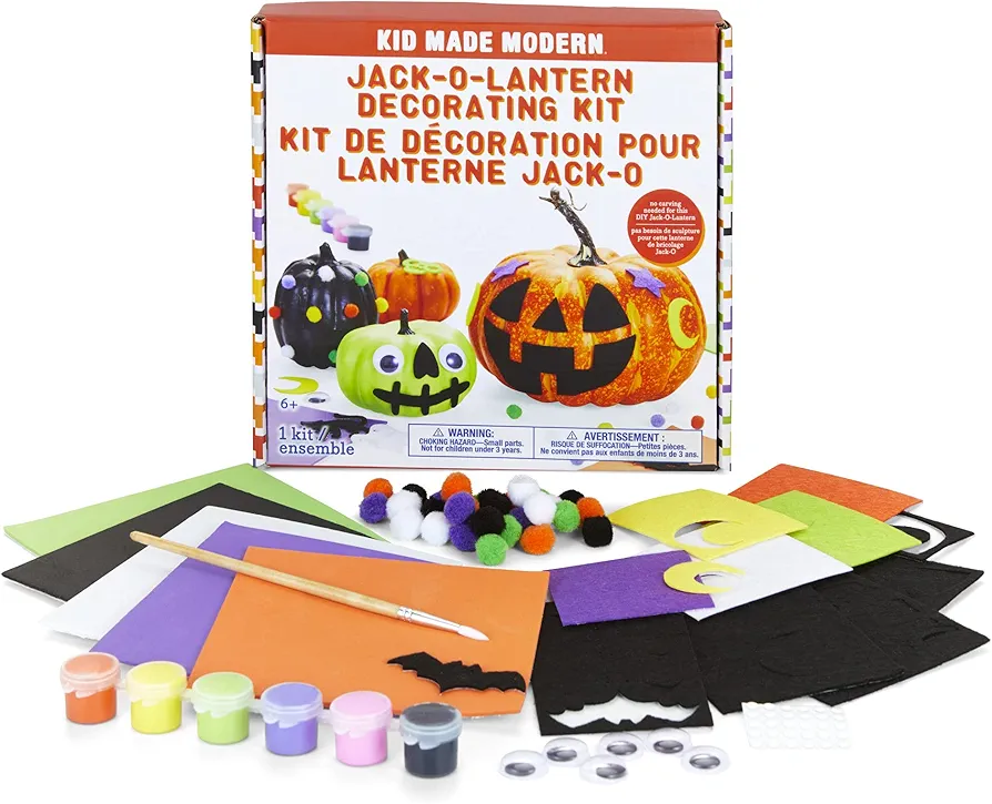 Kid Made Modern Jack-O-Lantern Decorating Kit - Halloween Arts and Crafts for Kids Ages 6 7 8 9