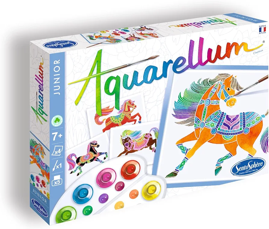 AQUARELLUM JUNIOR - HORSES - Painting kit - Magic watercolour paint - From 7 years old - made in France