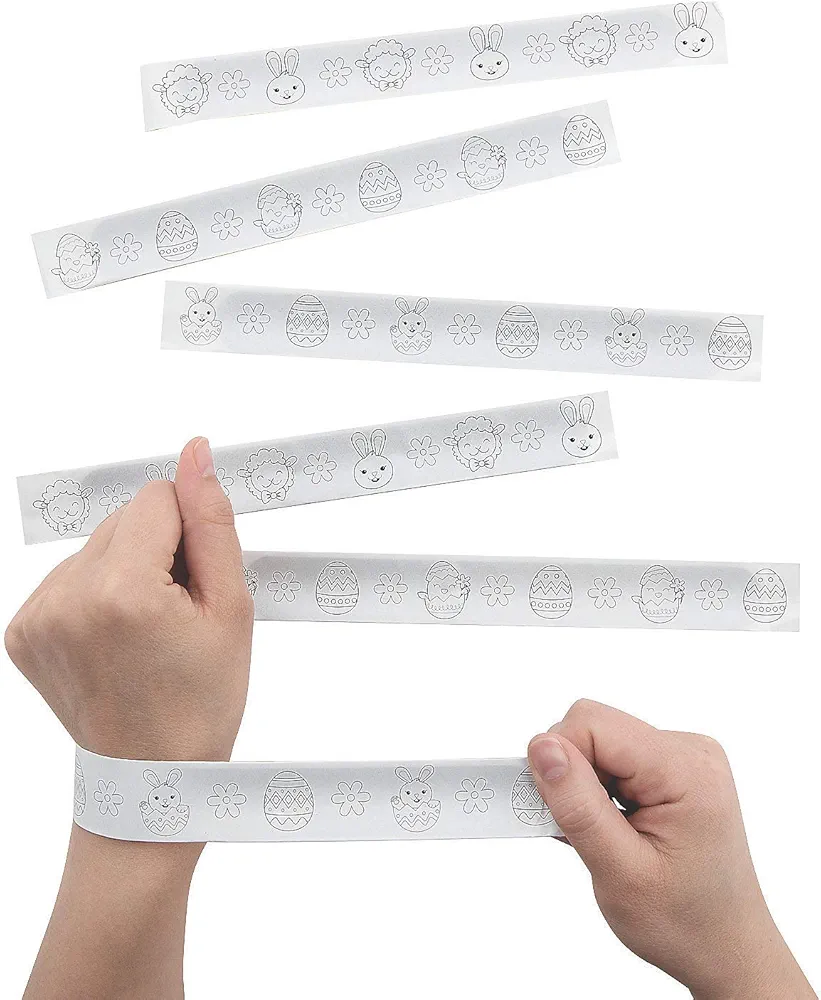 DIY Easter Slap Bracelets - Bulk Set of 48 - Crafts for Kids and Fun Home Activities