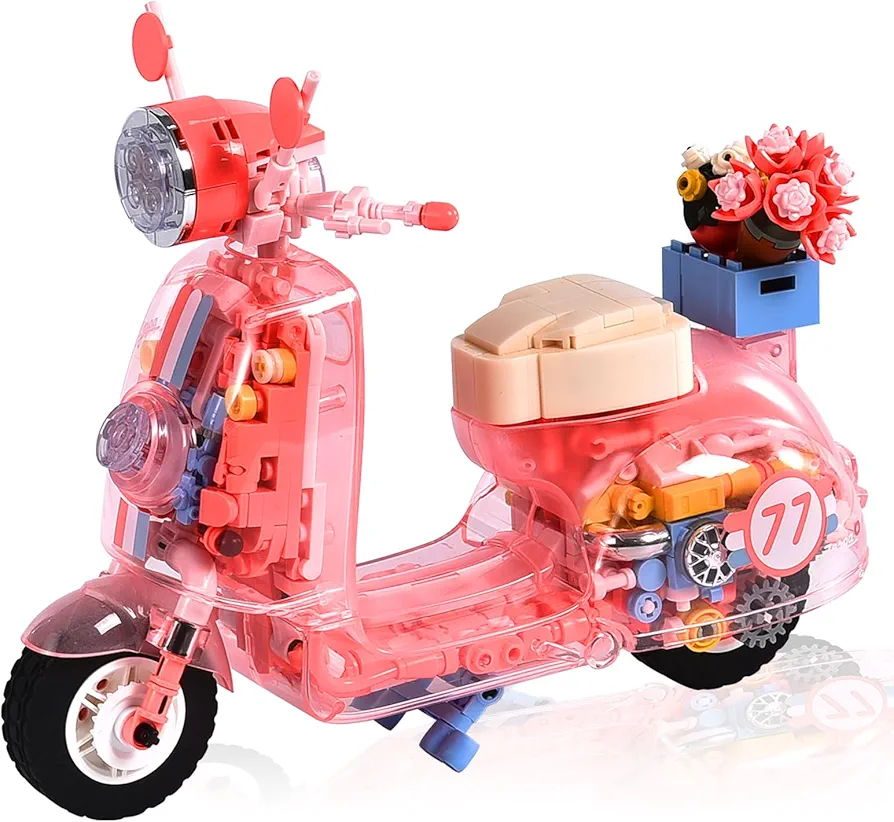 GHYFFF Easter Building Toy Set,Girls Building Blocks Kit Motorcycle Toy with Flower and Light,Building Block Toys Gift for Adults and Girls Kids Aged 6+,Mini Brick Birthday Party Gifts