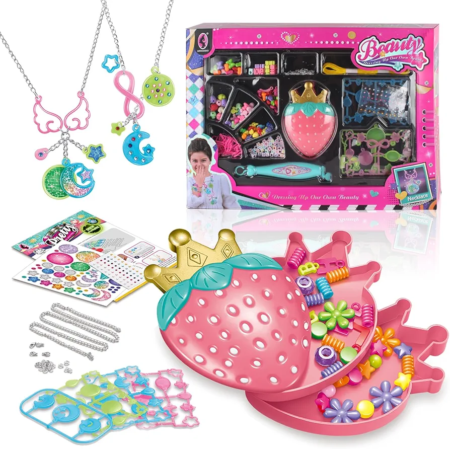 Jiakora Kids DIY Bead Jewelry Making Kit, Toys for Girls, Beads for Girls Art and Craft Bracelets Necklace Toy for Age 5 6 7 8 9 10 11 12 Year Old Girl Christmas Gifts