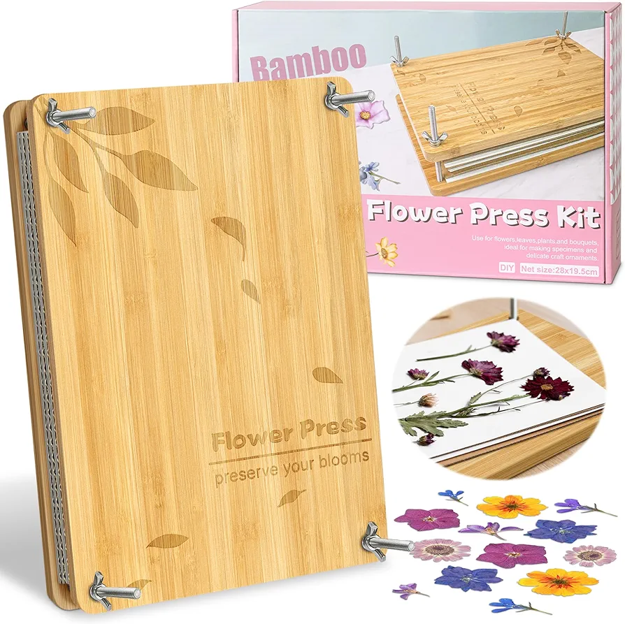 MOBYKE Large Flower Press, 11" x 7.7" Flower Pressing Kit for Adults & Kids with Storage Bag Wedding Bouquet Preservation Kit Dried Pressed Leaf & Flower for Plant DIY Arts and Crafts Lovers