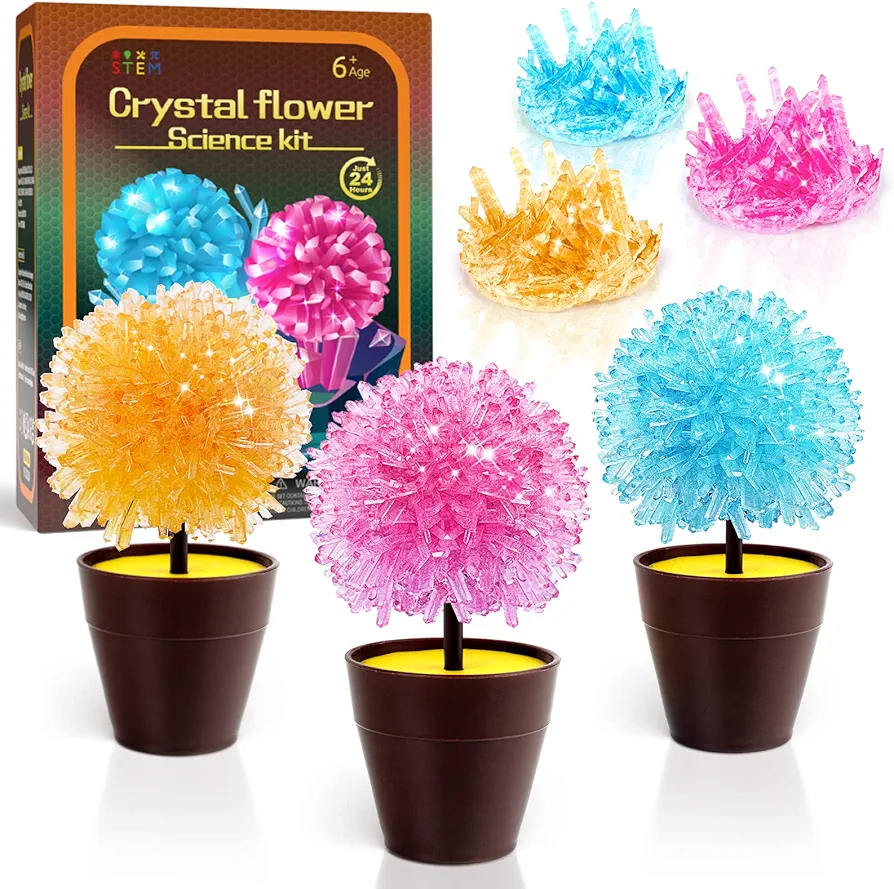 SOLMOD Crystal Growing Kit - Grow 3 Vibrant Crystals Fast (24 Hours), Easy DIY Science Kit and STEM Toys for Kids, A Great Educational Gift for Boys Girls Age 6+