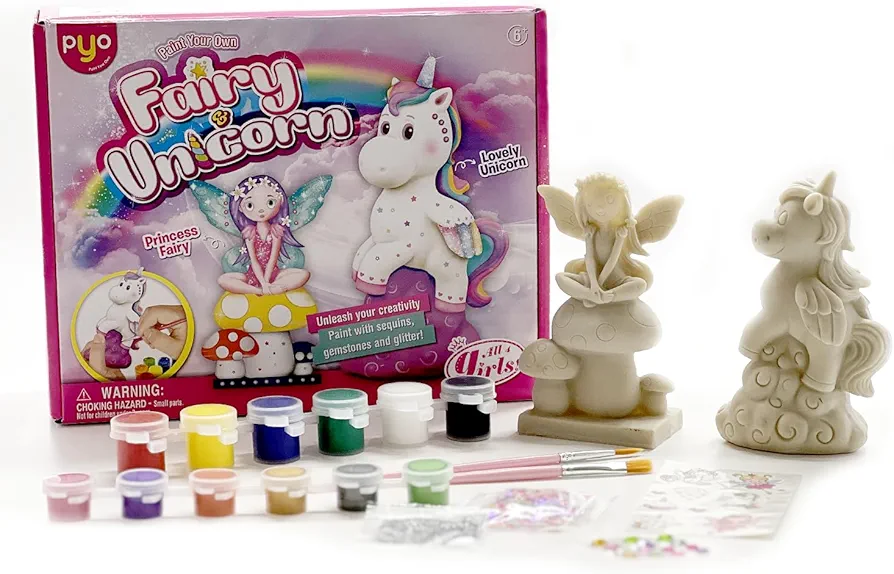 Magic Touches Kids Unicorn Painting Kit, DIY Arts & Crafts with Unicorn, Fairy, Glitter, Gems and Stickers, Perfect Party Gift Set for Girls Boys Artists Ages 5 to 12+
