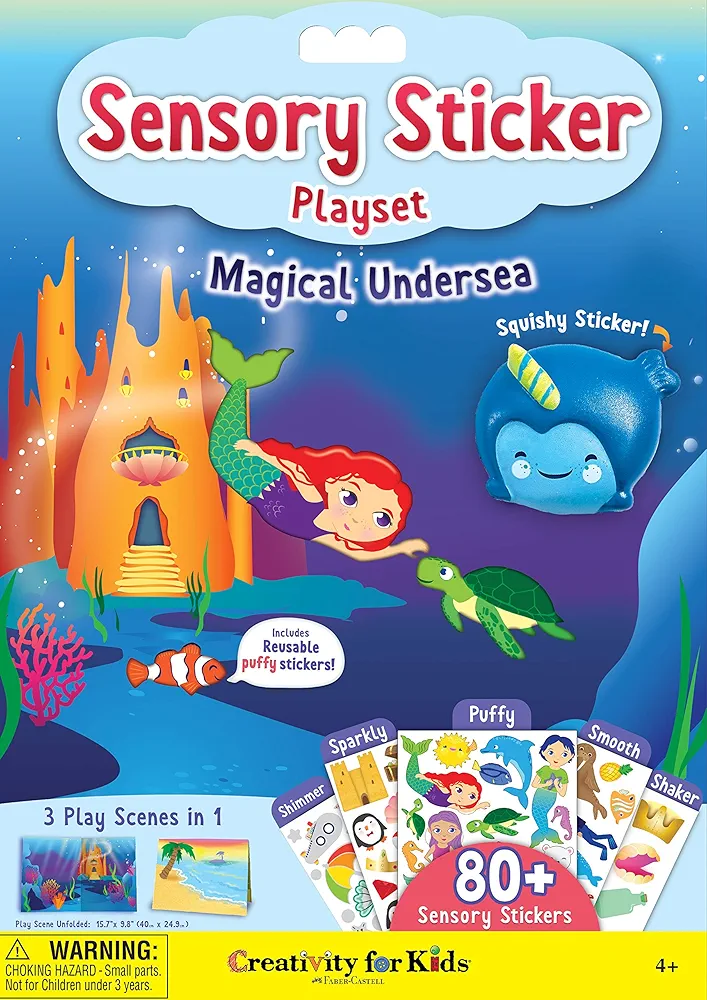 Creativity For Kids Sensory Sticker Playset - Magical Undersea Adventures - 50+ Sensory Stickers and Scenes - Gifts for Boys and Girls Ages 4+