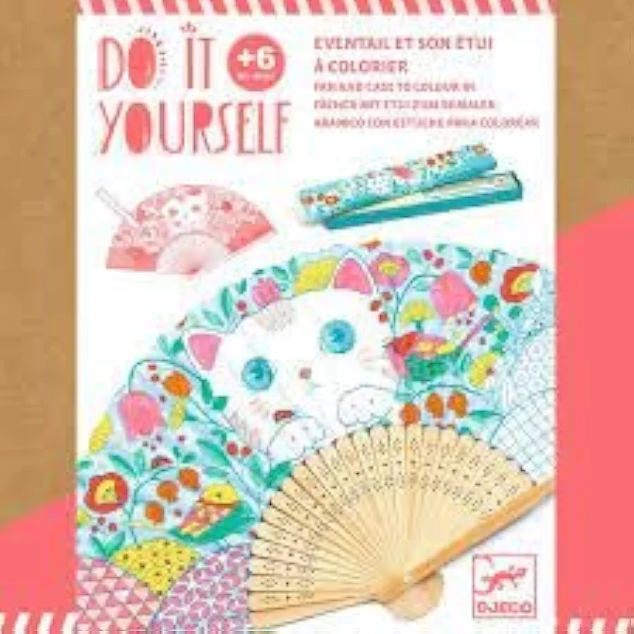 DJECO DIY Koneko (Kitten) Fan - Create Your Own Adorable Kitten Fan - Educational Arts and Crafts Learning Activity - Toddler Toys for Boys & Girls, 4+ Years