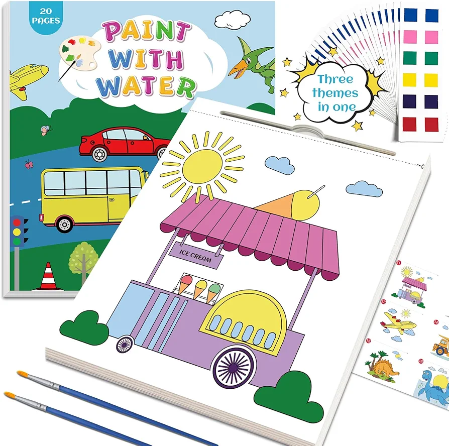BlissfulBlend Paint with Water Books for Kids, Coloring Books for Kids Ages 4-8, Watercolor Painting Book Sets for Kids, Magic Paint Set for Kids, Arts and Crafts for Kids Ages 2-4