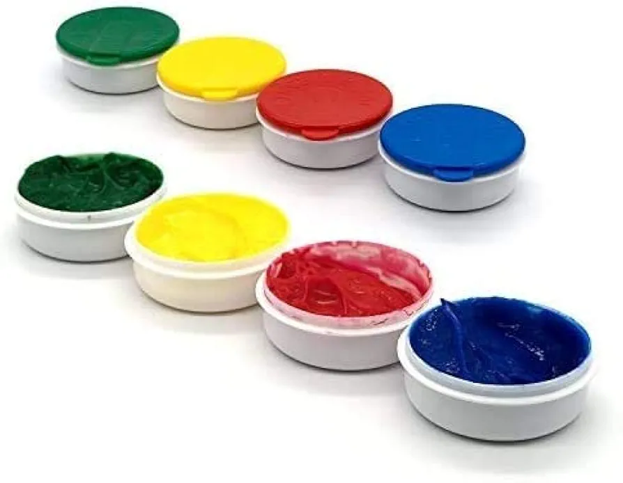 Emraw Assorted Color Washable Finger Paint Non-Toxic & Easy Take-Off Art Craft Tool 40ml, Pack of 2 (8 Piece/Set)