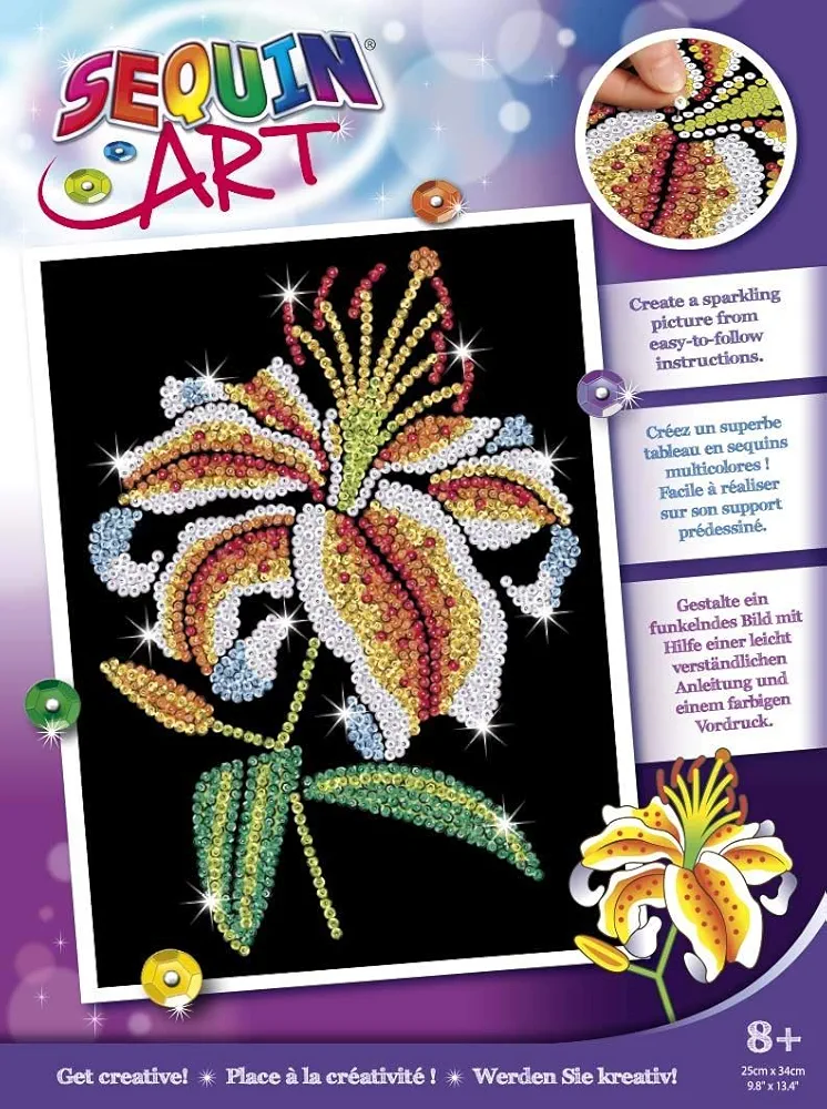 Sequin Art Purple Tiger Lily, Sparkling Arts and Crafts Kit; Creative Crafts for Adults and Kids