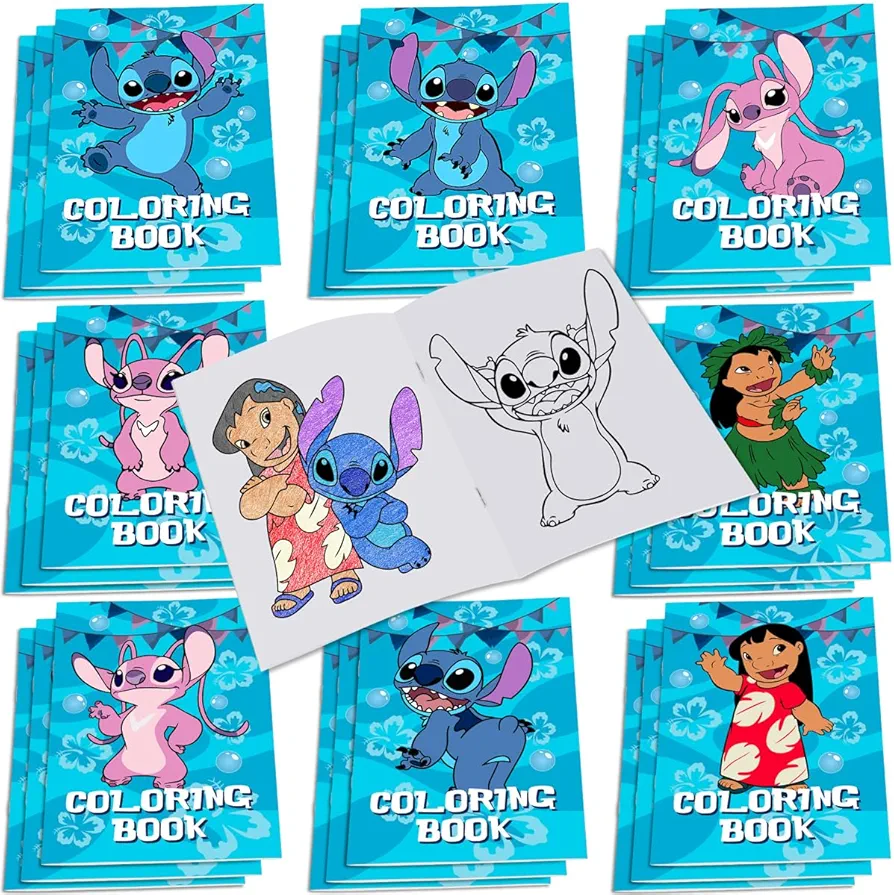 Stitch Party Supplies, 24Pcs Coloring Books for Stitch Birthday Party Favors Gifts, Goodie Bag Stuffers, Classroom Rewards, 8 Styles