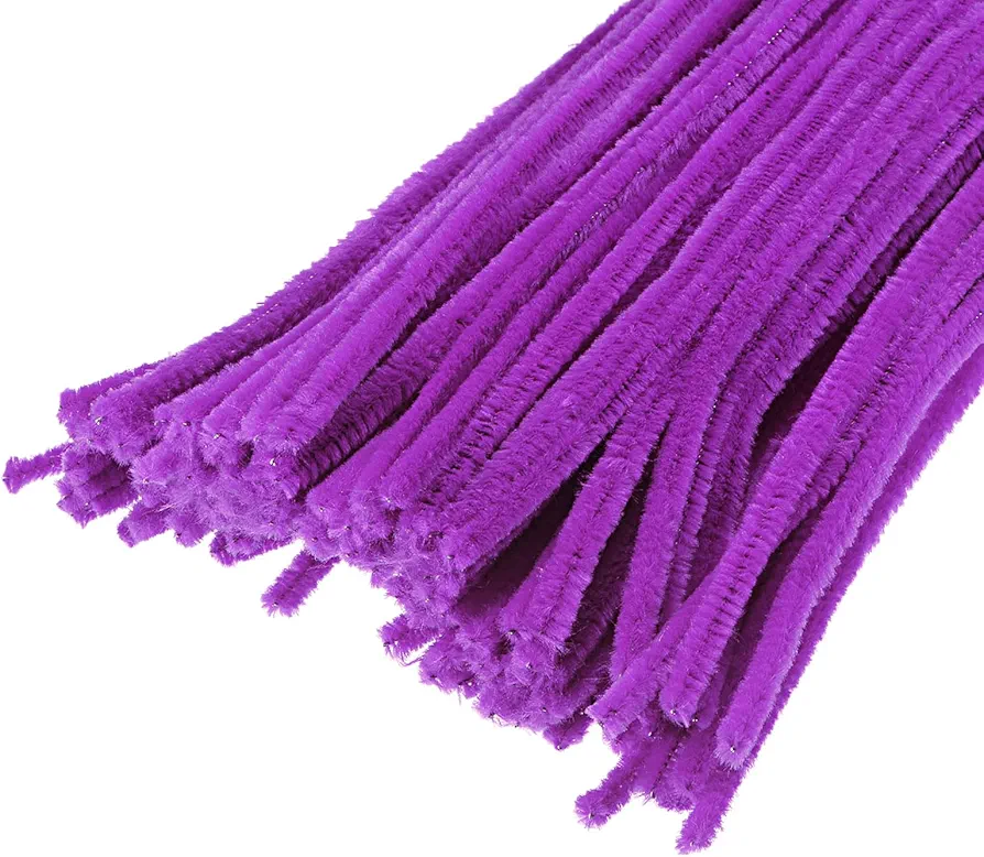 YOKIVE 200 Pcs Pipe Cleaners, Chenille Stems Decoration, Great for DIY Art Craft Supplies (6mm 12 Inch Purple)