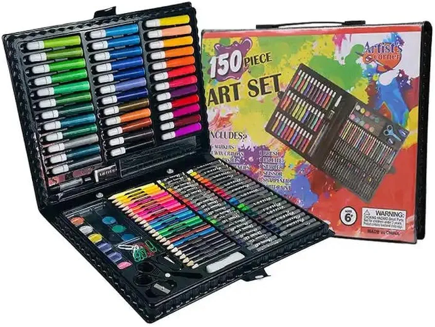Coloring Case 150 ct. Art Set, Kids Art Set, Art Supplies, Art Gift Case for Kids, Crayons, Watercolor, Pencils, Markers