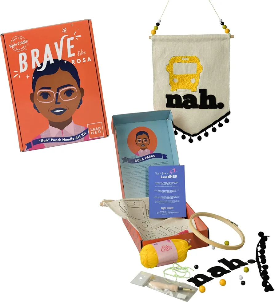 Kids Crafts Brave Like Rosa: Nah Punch Needle Craft Kit - DIY Arts & Crafts for Girls - Perfect 8 Year Old Girl Birthday Gift - Kids Toys Fun & Creative - Art Supplies for Kids 9-12