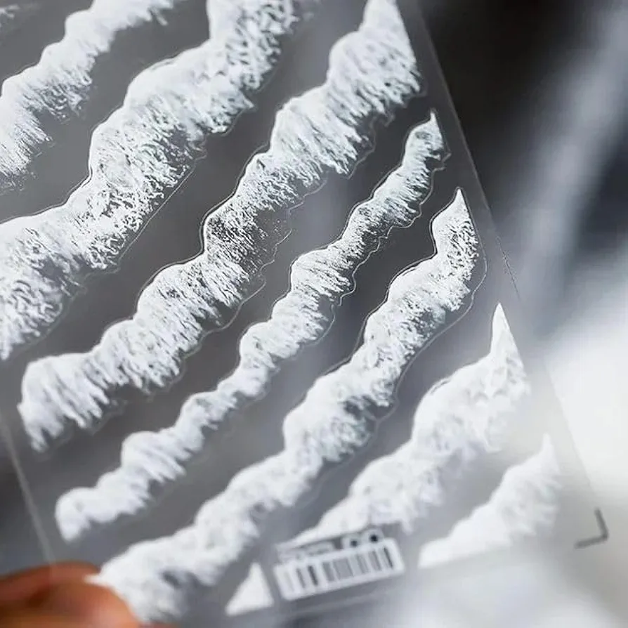 Transparent Stickers Resin Fillers Clear Film Sticker Simulation Wave Sticker with 3D Effect Sea Wave Painting Resin Sticker Filling Materials Resin Craft Art Jewelry Casting Supplies