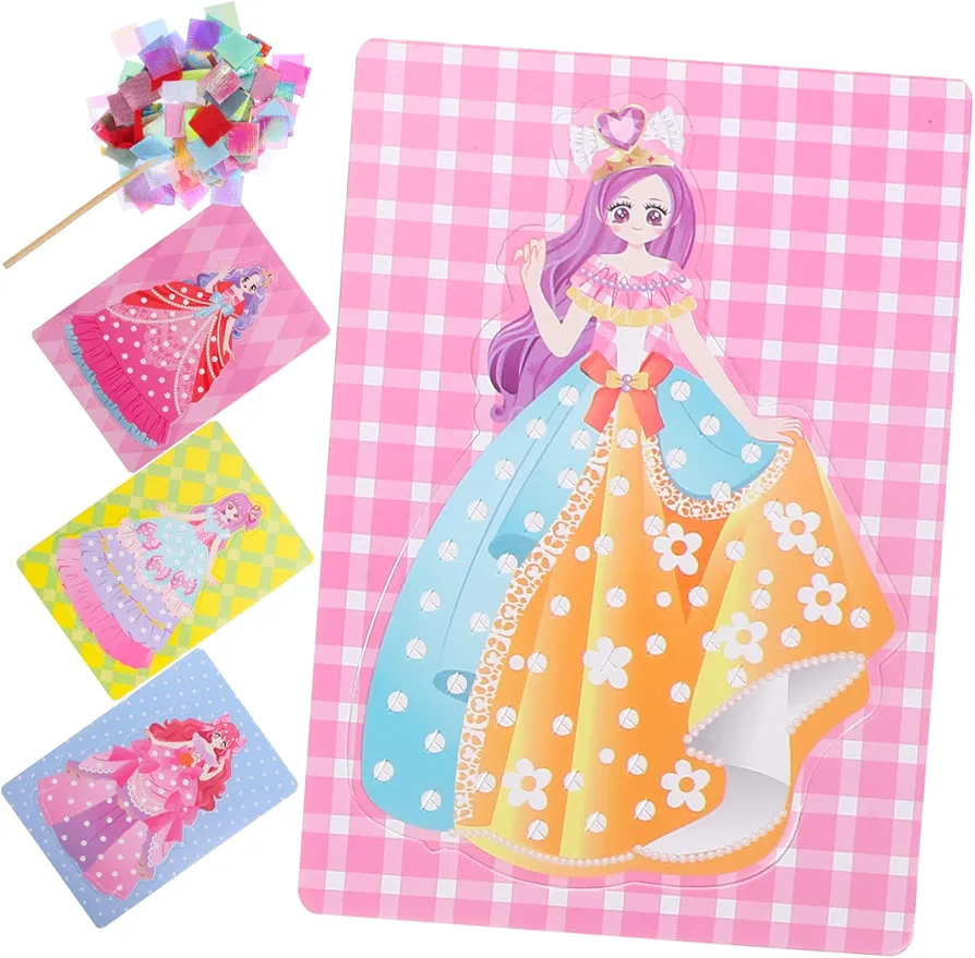 Tofficu 1 Set and Draw Toys Kids Paper Craft Kits Art Needlework Tool Art Cross-Stitches Kids Puzzles Crafts for Girls Ages 8-12 Art Stitchwork Child Puncture Drawing Tool