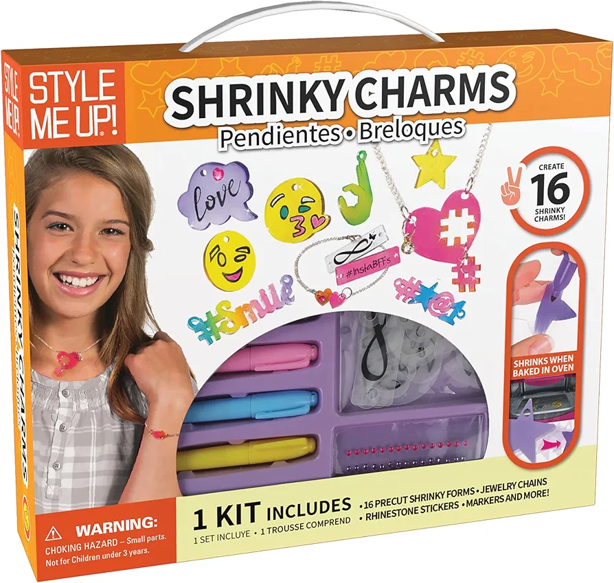 Style Me Up: Shrinky Charms, Kids Crafting, Create 16 Unique Charms and Accessories, Kit Promotes Creativity and Imagination in Kids, for Ages 8 and up