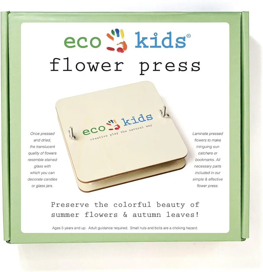 eco-kids Premium Wood Pressed Flower Art Kit – Flower, Leaf, & Plant Preservation – Complete DIY Floral Pressing Set for Crafts, Keepsakes, Decorations, Cards, Bookmarks, & Gifts - for Kids & Adults