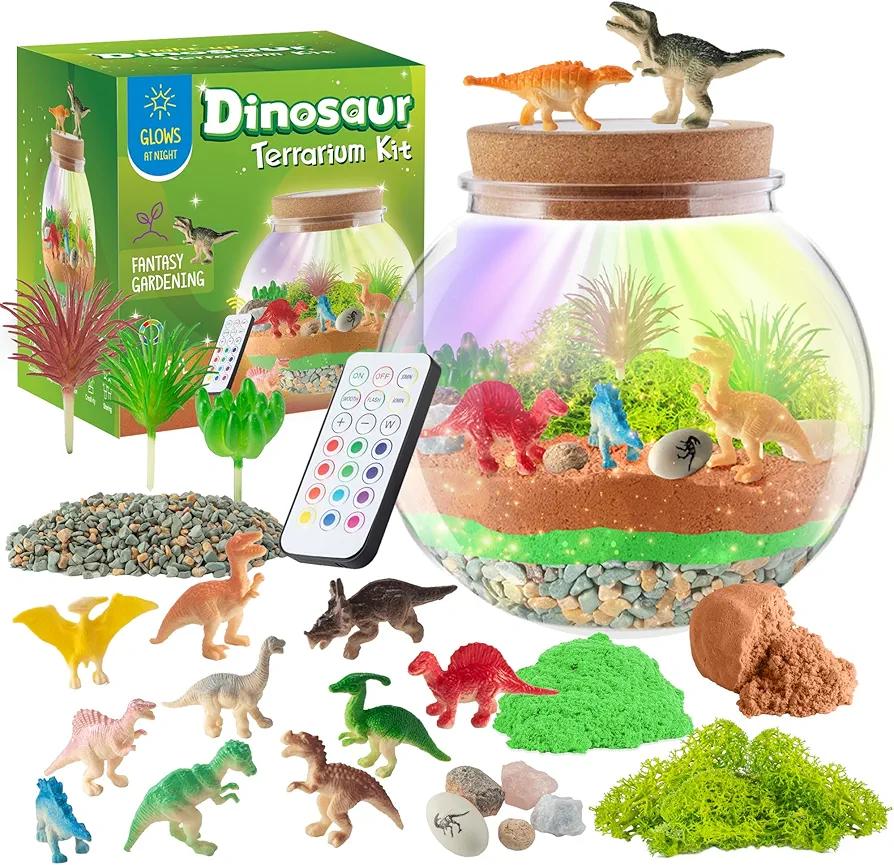 Dinosaur Gifts for Boys - Dinosaur Terrarium Kit for Kids - Birthday Gift for Boys Ages 4 5 6 7 8-12 Year Old - DIY Dinosaur Toys for Boys - Arts and Crafts Kit for Kids