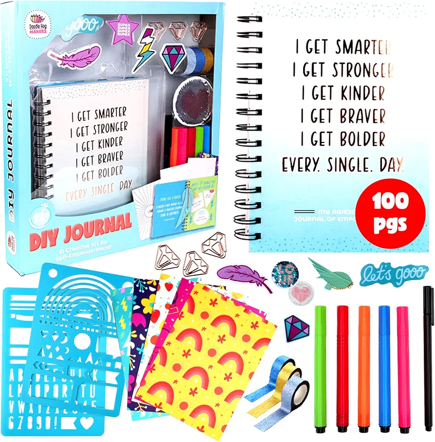 DIY Journal Kit for Girls-Journal for Girls, Teens, Tween-Gifts for Teen Girls 8-14 Years Old-Cool Birthday Gifts for Girls-Stationery Set, Scrapbook & Diary Supplies Set, Journaling Art Crafts Kit