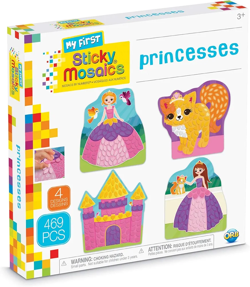 ORB My First Sticky Mosaics Princesses, Purple/Pink/Yellow/Blue, 9.5" x 1.5" x 9.5" (50955-00)