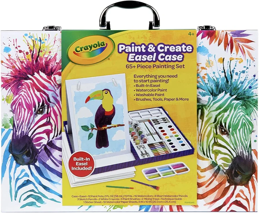 Crayola Table Top Easel & Art Kit (65pcs), Kids Painting Set, Art Set for Kids, Arts & Crafts Kit, Gifts for Kids, Ages 4+
