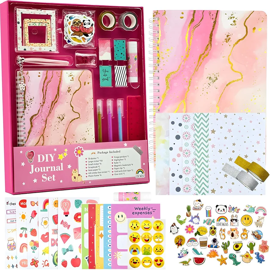 DIY Journal Set for Teen Girls Ages 8-12, 8 and 9 Year Old Girls Gifts, Girl Birthday Gifts for 8 Year Old Girl, Girls 10-12 Years Old Gift Ideas, 11 Year Old Girl Birthday Gifts