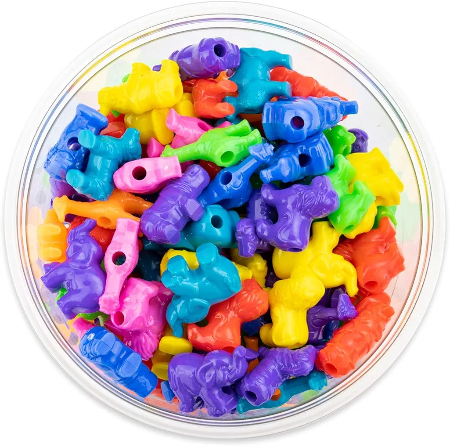 Hygloss Products, Inc Plastic 25mm Craft Beads for Kids Safari Life Animal Design-Arts & Crafts Activity-Multi Bracelets, Necklaces & Keychains-150 Pieces