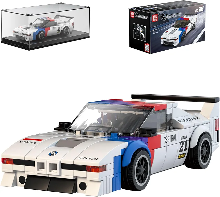 Mould King Car Speed Champion M1 Models Building Sets with Display Case, 27062 Model Car Kits Building Blocks, Super Car Building Sets, Race Cars Building Kits for Adults and Kids 8+(363PCS)