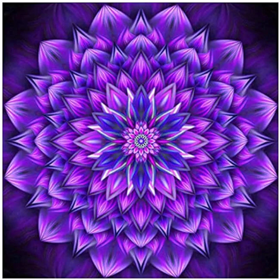 Diy Oil Painting, Painted By The Child's Digital Set -Mandala Flowers,16''X20'',Purple Blue