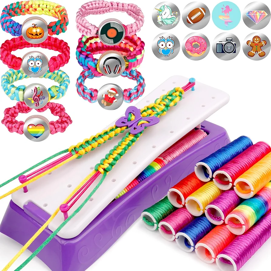 NEXBOX Toys and Crafts for Girls Age 6-8 8-12 year old - Friendship Bracelet Making Kit and Birthday Gifts for Kids and Teens, String Maker Kit and Great Presents