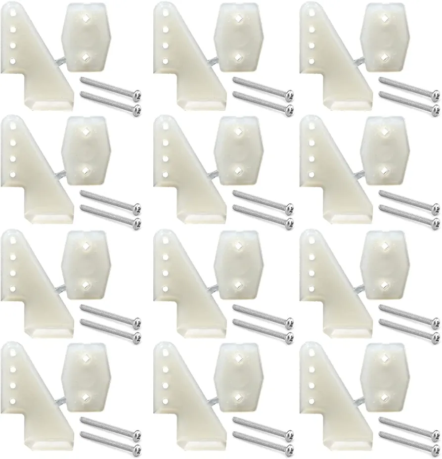 AONTOKY 12 Sets Nylon Control Horns T Style L18×W13×H25mm 4 Holes for RC Airplane KT Model Plane DIY Parts Accessories with M2x20mm Screw