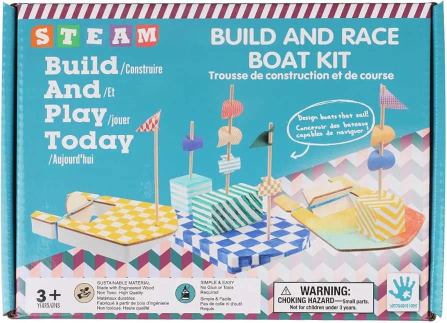 WECHARM HOME 3D BUILDBOAT KIT,3D Paint Puzzle creat,Children use Their Imagination to Paint and DIY,3D Puzzles Educational Crafts Building Suitable for Children Over 3 Year Old
