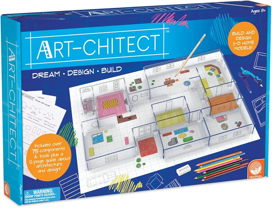 MindWare Art-chitect Home Model Building for Kids – 3D Architectural Design Kit for Kids Ages 8 and Up – Learn The Basics of Architecture As You Design Start to Finish