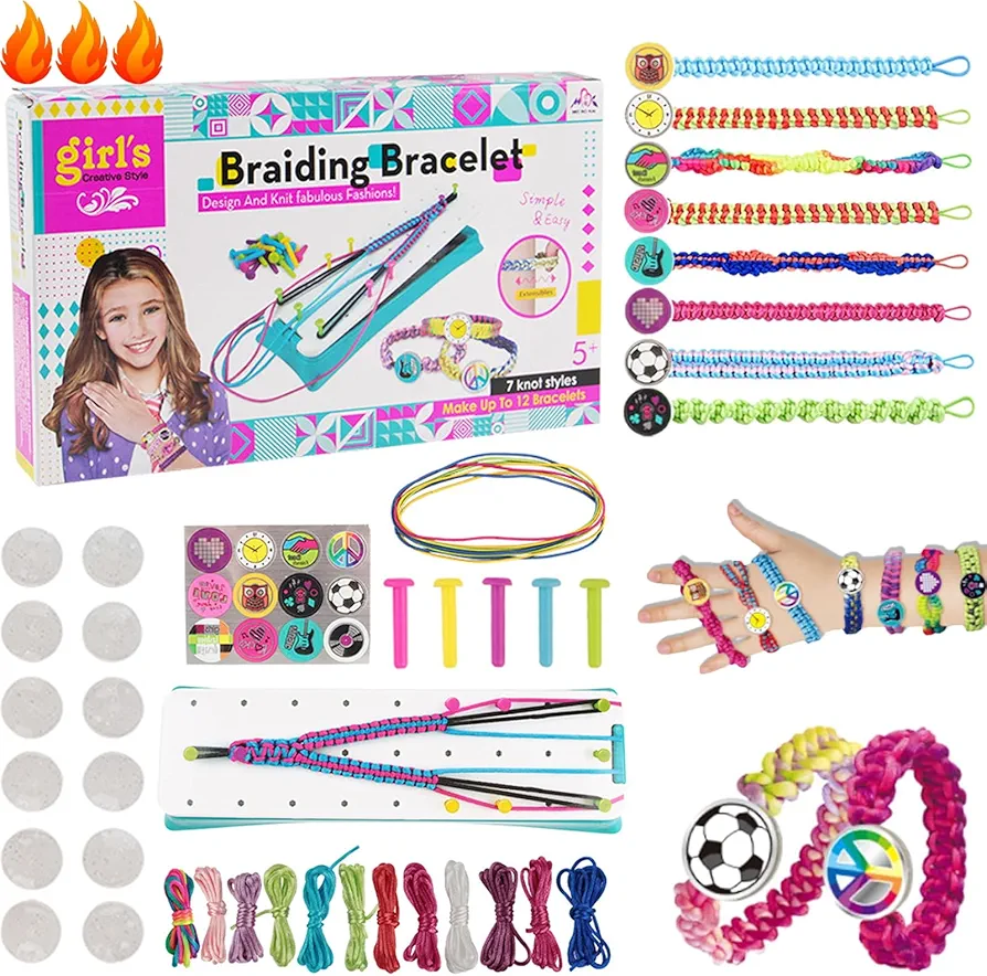 neoefogr DIY Hand Rope Braider Set, Friendship Bracelets Rope Weaver Kit, 2024 New DIY Hand Rope Braiding Bracelets, Best Birthday Gifts for Girls and Boys (A Set)