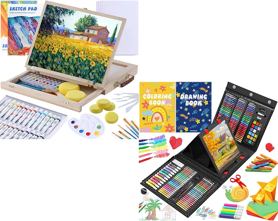 Drawing Art Supplies and Watercolor Paint Set for Kids Beginners, Premium Art and Craft Well-Organized Kits, Fantastic Gifts for Boys Girls and Teen Beginners That Love to Draw