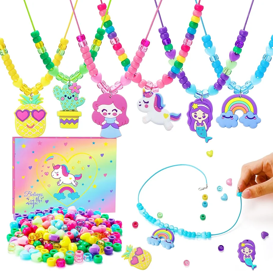 aowenxi Toys for 4 Year Old Girls, Jewelry Making Kit for Girls 4-6 Cute Unicorns Gifts for 4 5 6 Year Old Girls Crafts
