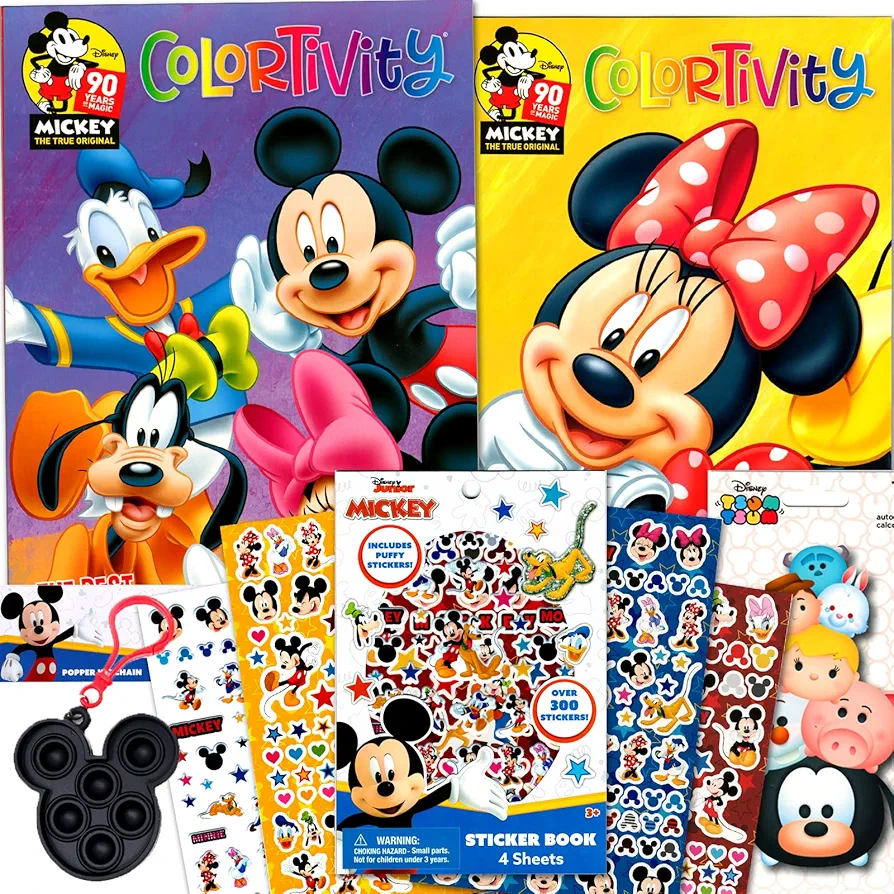 Classic Disney Disney Mickey and Minnie Mouse Activity Coloring Books Bundle with Stickers for Kids