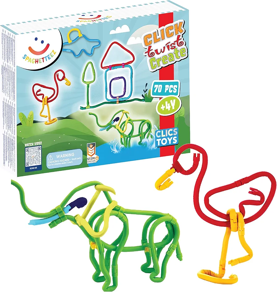 Craft kit for Kids from 4 Years, Sensory Toys for Boys and Girls, Ideal as a Gift, Flexible Construction Toys for Arts and Crafts in a Set of 70 Pieces