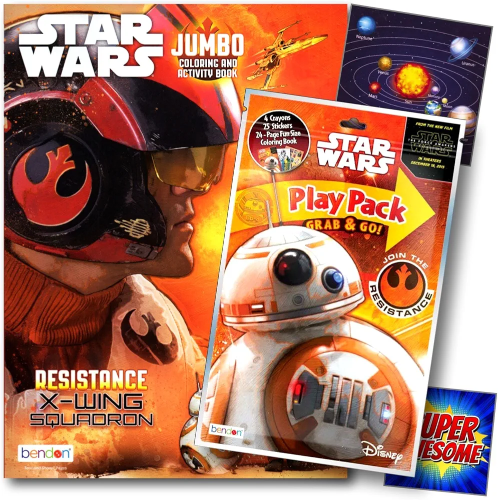 Star Wars Coloring Book Activity Set with Coloring Pages, Sticker Sheet, and Crayons Bundle Includes Separately Licensed GWW Reward Stickers