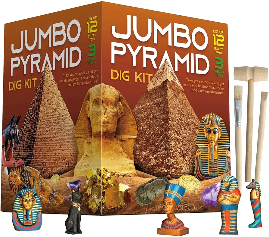 XXTOYS Ancient Egyptian Pyramids Dig Kit Gem Excavation Set STEM Science Educational Toys Archaeology Gifts for Boys & Girls