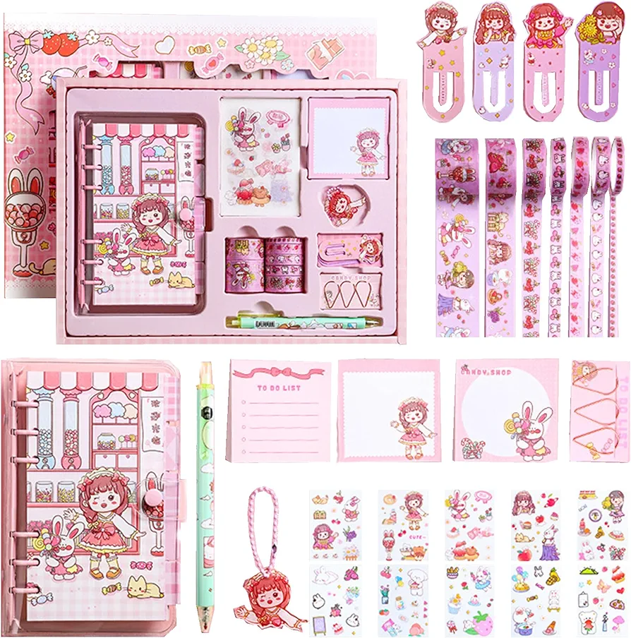 DIY Journal Kit for Girls - Art & Crafts for Tween Kid,Scrapbook & Diary Supplies Set,Journaling Art Crafts Kit DIY Journal Set,Great Gift for 8-14 Year Old Girl.