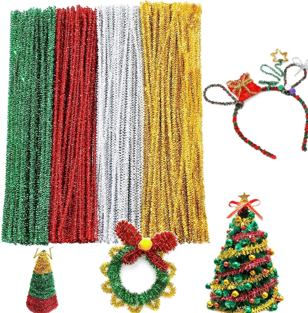 400 Pcs Glitter Pipe Cleaners,Pipe Cleaners for Crafts,Pipe Cleaner Crafts,Chenille Stems for Craft Kids DIY Arts&Crafts Supplies