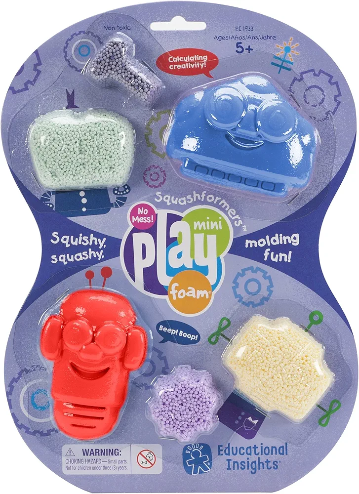 Educational Insights Playfoam Robots| Non-Toxic, Never Dries Out | Sensory, Shaping Fun, Arts & Crafts For Kids | 4 Pods of Mini Playfoam & Robot Mold | Perfect for Ages 5 and up