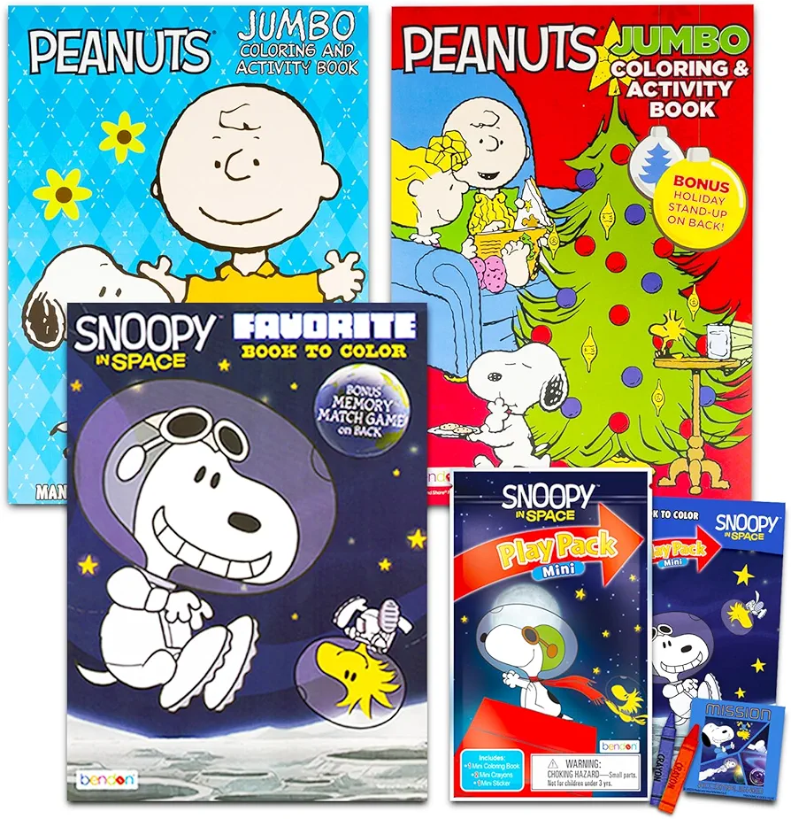 Peanuts Coloring and Activity Book Set -- 4 Coloring Book Bundle Featuring Snoopy, Charlie Brown and the Peanuts Gang (Peanuts Party Supplies)