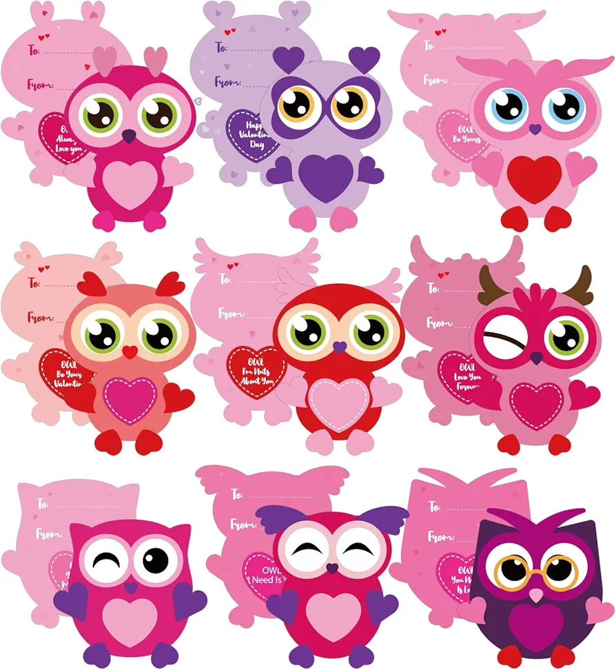Fennoral 36 Pcs Mother's Day Craft for Kids Make Your Own Owl Card Sticker DIY Arts and Crafts for Kids Boys Girls Party Favor Supplies Mother's Day Decorations