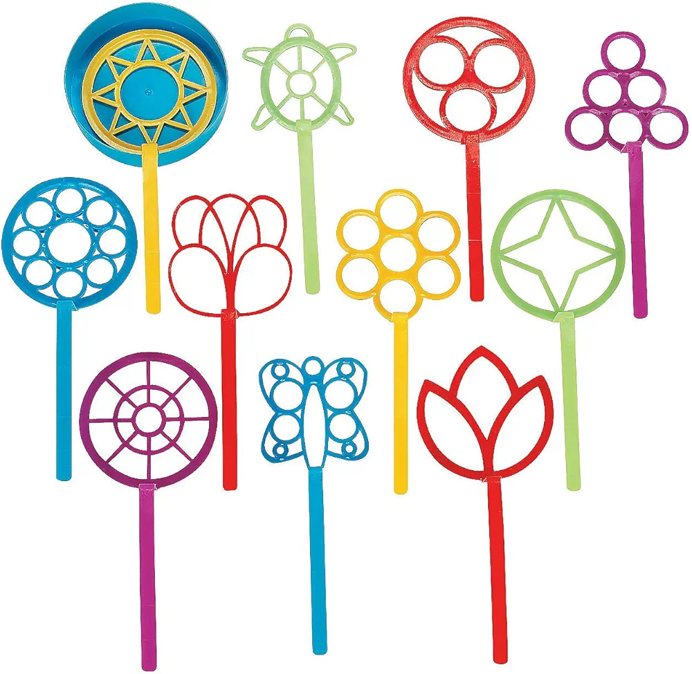 Super Fun Bubble Wand Assortment (1 Dozen) Summer Fun, Children's Bubble Supplies, Arts & Crafts