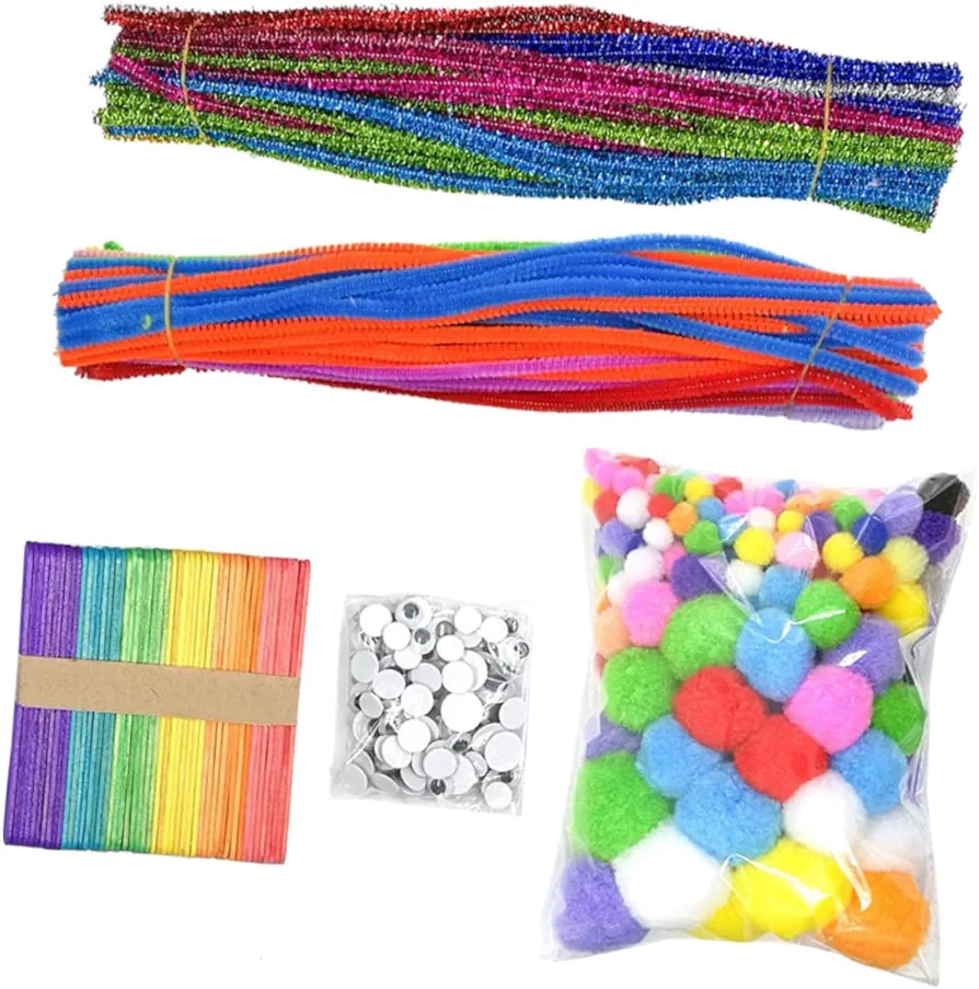 1 Set Lip Gloss Kit Plush Wire Kit Craft Art Kit Tinsel Cleaner Kids Craft Materials Wooden Kindergarten Craft Toys Wool Stick Bendable Sticks for Kid Crafts Tops